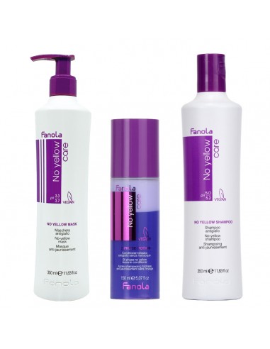 Fanola Kit No Yellow Shampoo 350ml + Mask 350 +2-Phase potion 150ml